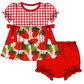 Baby Girl Short Sleeves Strawberry Flower Sibling Romper Dress Clothes Set ( Moq 5 Each Design )