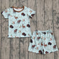 Baby Boys Kids Short Sleeves Deer Ducks turkey Shirt Shorts Hunting Pajamas Set RTS