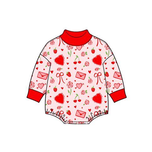( Moq 5 ) Preorder Baby Girls Infant Long Sleeves Valentine Hearts Bows Flower Romper Clothes