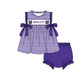 ( Moq 5 ) Baby Girls Toddler Purple Stripes Bows Tops Bummie Shorts Team Set