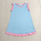 Sibling Baby Girls Kids Sleeveless Scallop Knee Length Dresses Cotton Clothes RTS