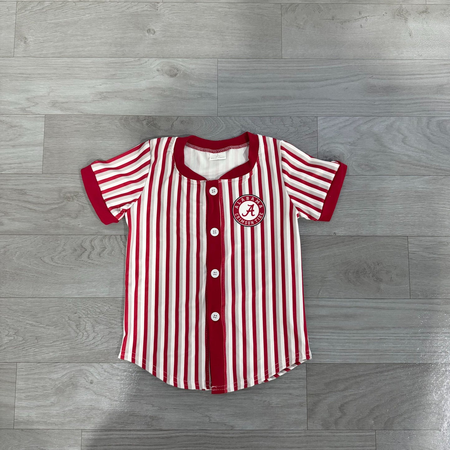 ( No moq ) Preorder Baby Boy Kids Short Sleeves Red Grey Stripes Shirt Team Tops
