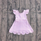 ( No moq ) Preorder Baby Girls Kids Short Sleeves Pink Plaid Yoga Active Knee Length Dress