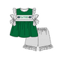( Moq 5 ) Baby Girls Toddler Short Sleeves Bows Green Tunic Dots Shorts Team Set