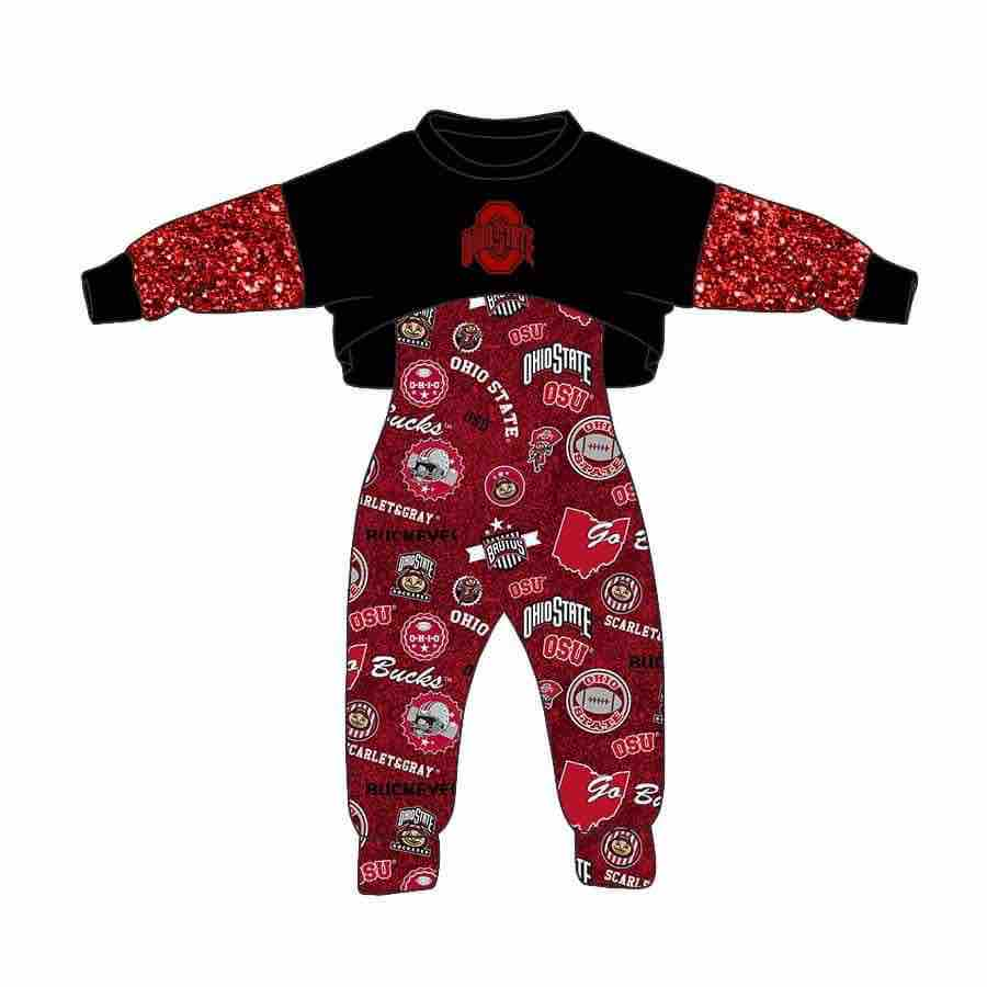 Baby Girl Ohiostate Top 2pcs Jumpsuit Team Set