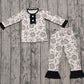 Baby Girl Long Sleeves Happy New Year Buttons Shirt Pants Pajamas Set RTS