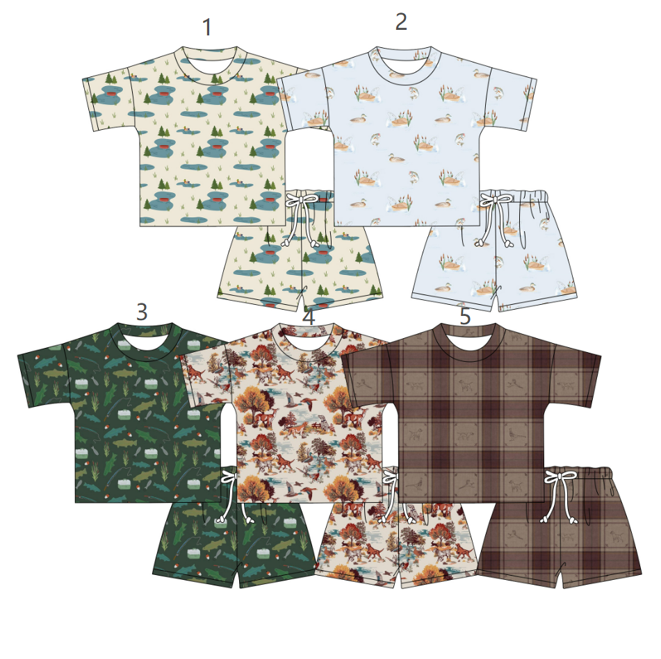 ( Moq 5 Each Style ) Sibling Baby Boys Kids Short Sleeves  Shirts Shorts Sets Summer Clothes