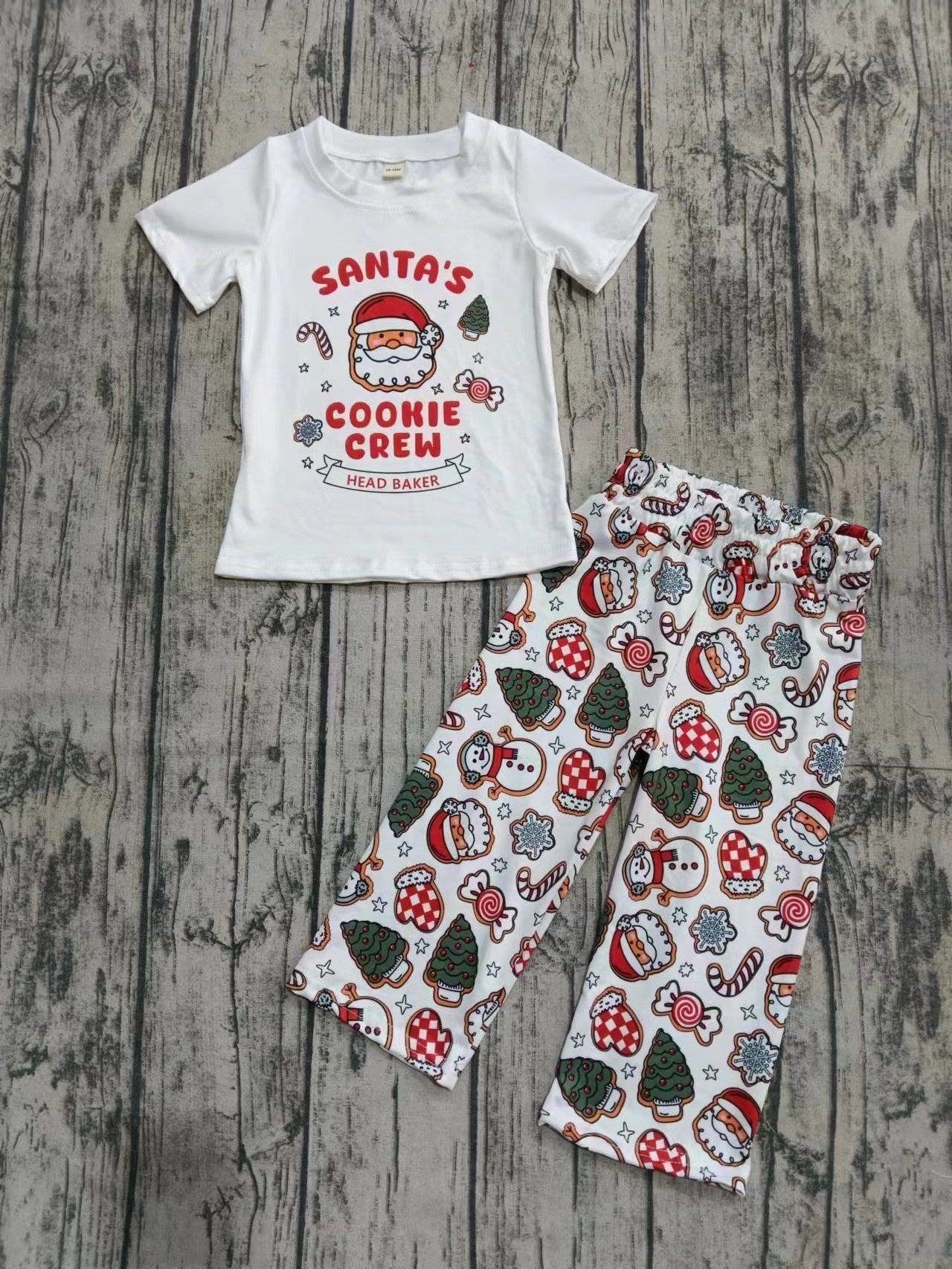 Baby Kids Toddler Short Sleeves Shirt Bell Pants Christmas Santa Snowman Set Moq 5