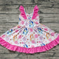 Moq 3 Pre-order GSD0865 Baby Girl Floral Dogs Summer Dress