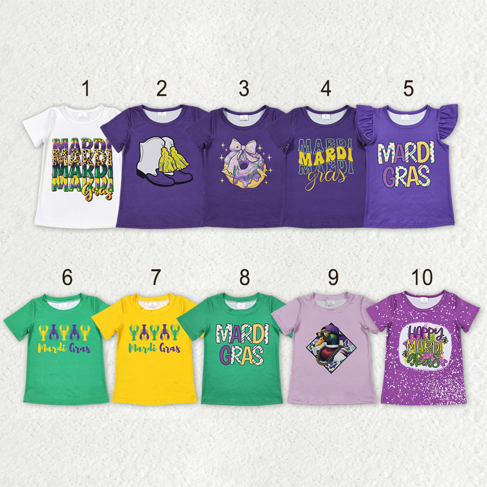 Sibling Baby Boys Girls Short Sleeves Shirts Tops Mardi Gras Clothes RTS