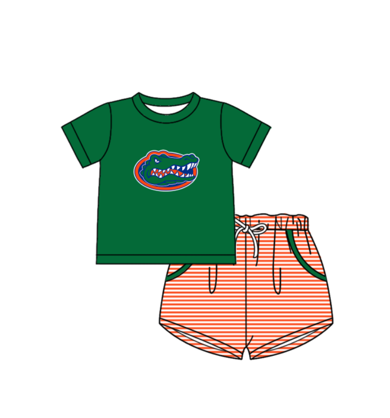( Moq 5 Each Style ) Baby Boys Girls Kids Green Stripes Team Sibling Rompers Sets