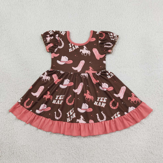 ( No moq ) Preorder Baby Girls Kids Short Sleeves Western Boots Hats Dress Clothes