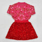 Baby Girl Christmas Candy Cane Sweater Red Sequin Skirt Set