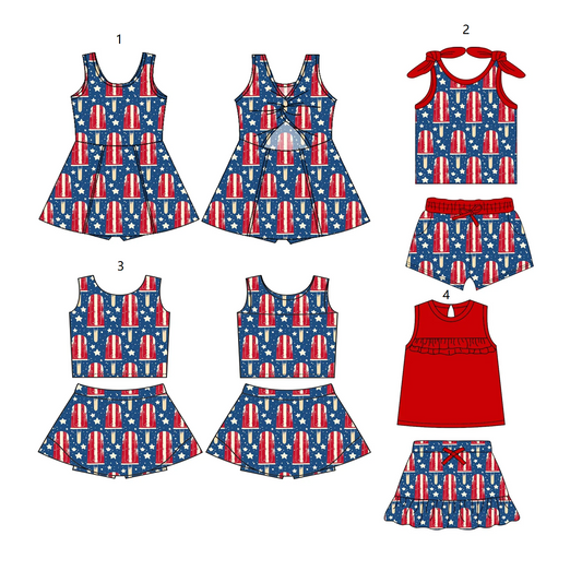 Baby Girl Popsicles July 4th Summer Sibling Dress Set ( Moq 5 Each Style ) 3.10
