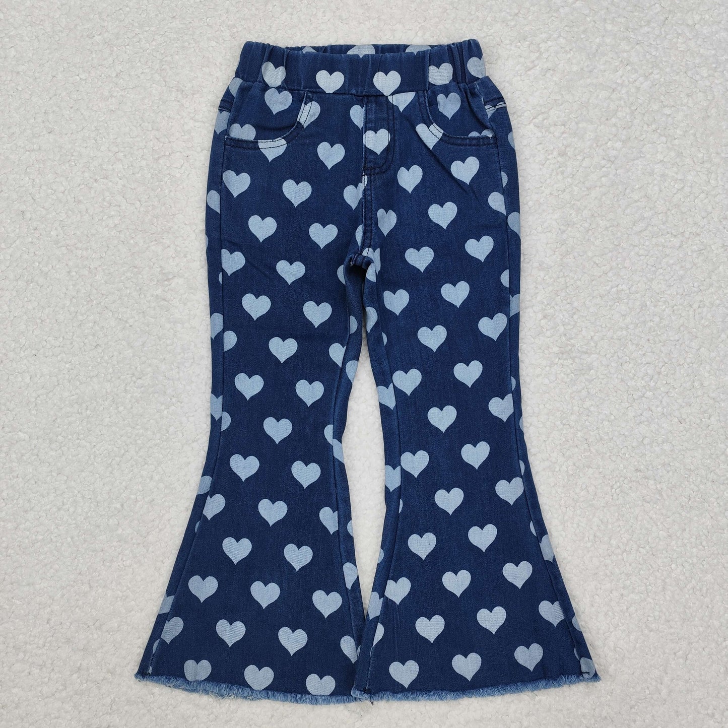 Baby Girl Hearts Denim Jeans Blue Bell Pants