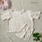 ( Moq 5 ) Preorder Baby Girls Short Sleeves Pink Floral Shirt Biking Shorts Set Clothes