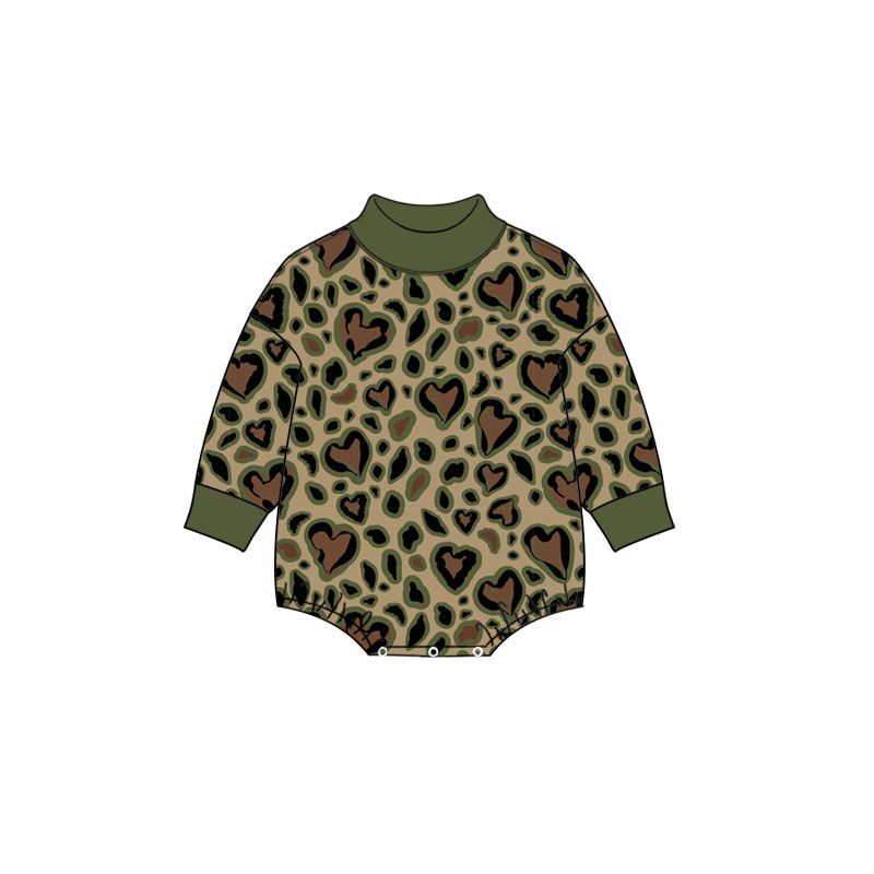 ( Moq 5 ) Preorder Baby Kids Infant Long Sleeves Hearts Valentine Romper Green Clothes