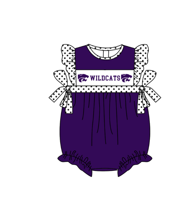 ( Moq 5 Each Style ) Baby Boys Girls Short Sleeves Team Sibling Purple Romper Dress Set
