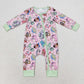 Baby Girl Infant Long Sleeves Toys Animals Zipper Pink Bamboo Romper