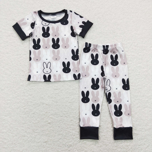 BSPO0317 Easter Baby Boy Short Sleeves Rabbits Shirt Pants Set Pajamas