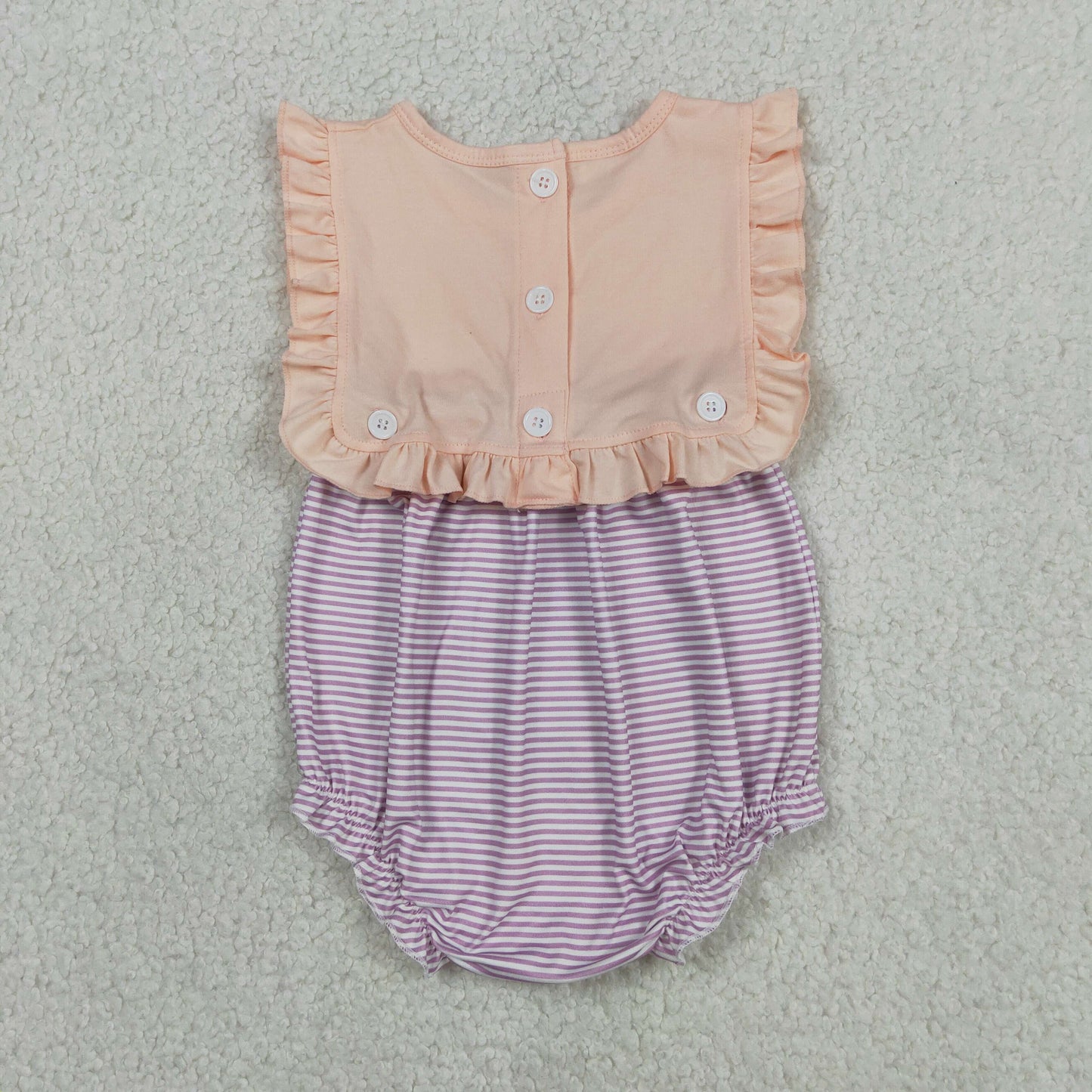 Baby Girls Infant Summer Purple Stripes Bubble Romper RTS
