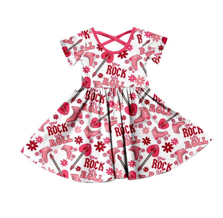 Moq 3 Pre-order GSD0624 Baby Girl Valentine's Music Floral Dress