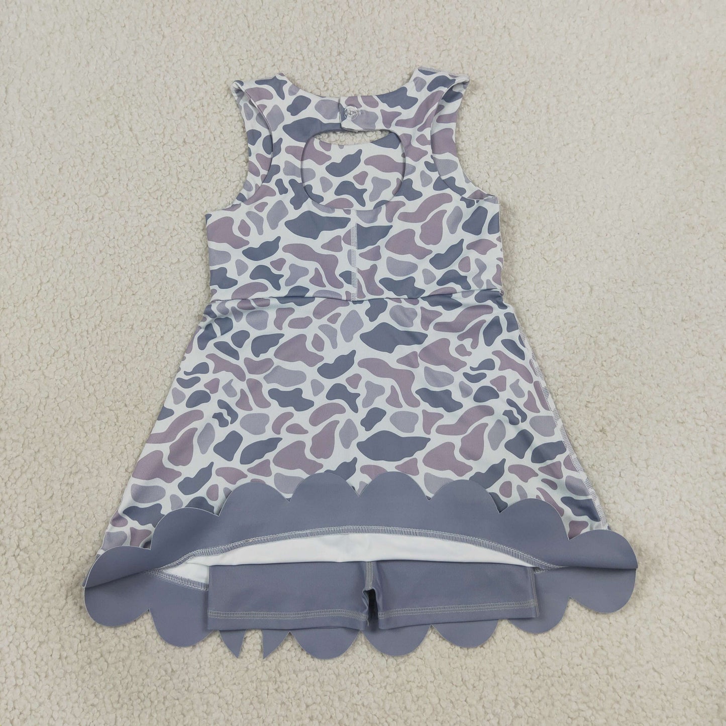 Baby Girls Kids Grey Camo Bows Shorts Scallop Dress Yoga Active Clothes RTS
