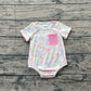 Baby Girls Infant Short Sleeves Bows Pocket Bubble Romper RTS