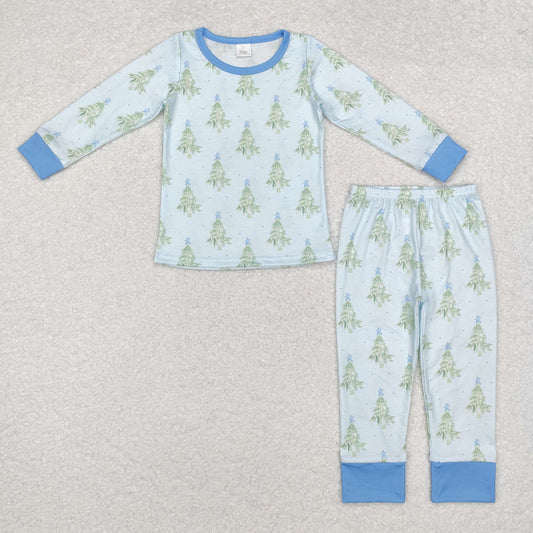 Baby Boy Long Sleeves Christmas Tree Shirt Pants Pajamas Bamboo Set