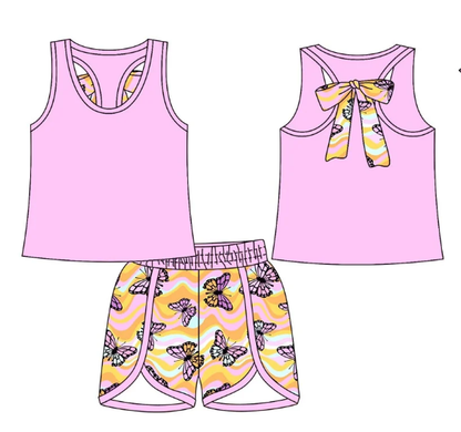 ( Moq 5 Each Style ) Baby Girl Summer Butterflies Sibling Romper Set 4.24