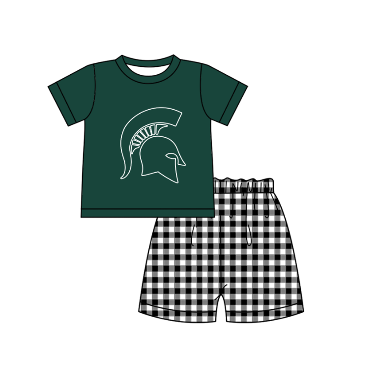 ( Moq 5 Each Style ) Baby Boys Girls Kids Plaid Team Sibling Green Rompers Dress Sets