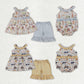 Sibling Baby Girls Kids Farm Animals Flower Tunic Ruffle Shorts Sets Rompers Clothes RTS