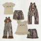 Sibling Baby Boys Girls Kids Embroidery Deer Dogs Duck Tops Camo Pockets Shorts Sets Romper Jumpsuit RTS