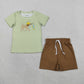 Sibling Baby Boys Short Sleeves Embroidery Dog Fishing Pockets  Shorts Set Romper Clothes RTS