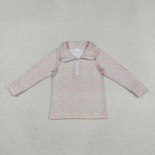 Baby Girl Long Sleeves Floral Zipper Pullover Shirt Tops RTS