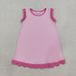 Baby Girls Kids Sleeveless Scallop Knee Length Dress Pink Clothes RTS