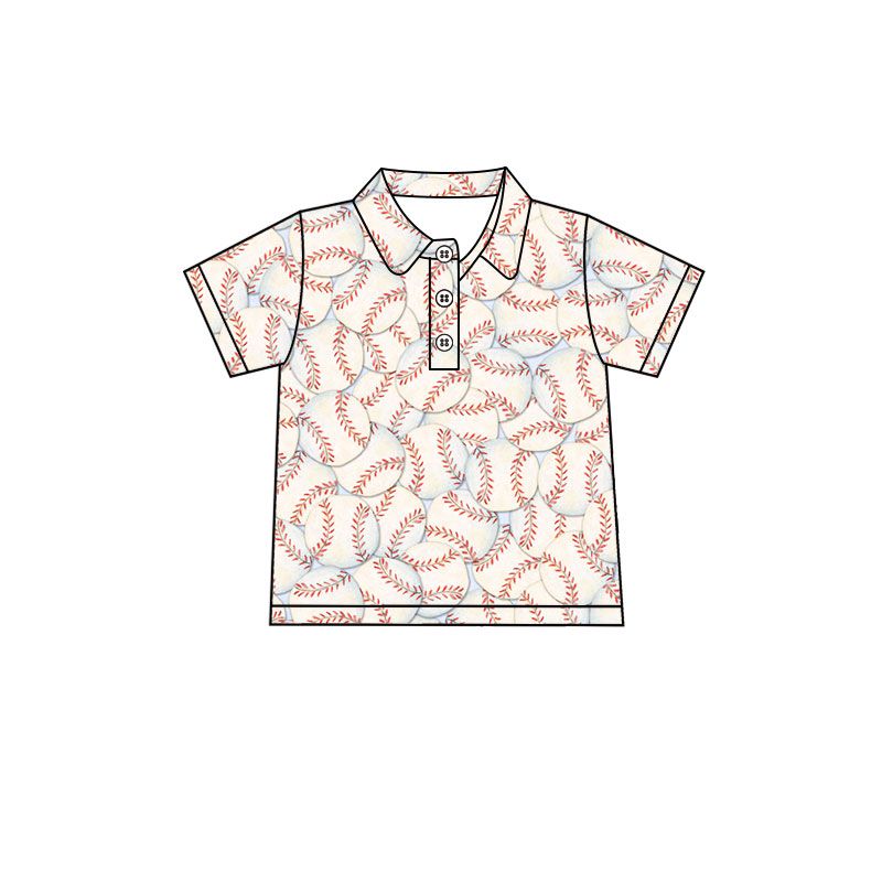 ( Moq 5 ) Preorder Baby Boys Kids Short Sleeves Baseball Buttons Shirt Tops Summer Clothes