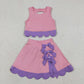 Baby Girls Kids Sleeveless Pink Tops Purple Bows Skirt Shorts Yoga Clothes Set RTS
