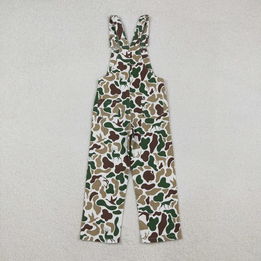 Baby Boys Kids Deer Green Camo Hunting Denim Overall Jumpsuit RTS