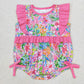 Baby Girl Short Sleeves Flower Bubble Pink Romper