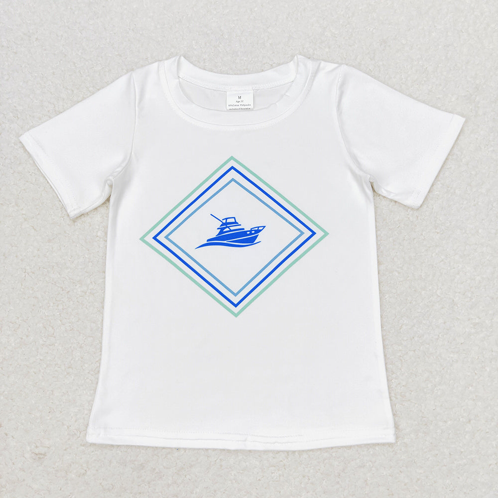 Baby Boy White Sleeves Boat Tee Shirt Tops