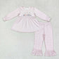 Baby Girl Long Sleeves Christmas Nativity Tunic Pink Plaid Pants Set