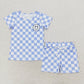 Baby Boy Short Sleeves Smile Shirt Blue Checkered Shorts Set