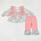Baby Girl Long Sleeves Flower Boots Tunic Ruffle Pink Pants Western Set
