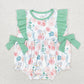 Baby Girl Flower Green Bubble One Piece Romper