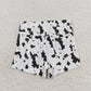 Baby Girl Black White Cow Print Western Denim Shorts