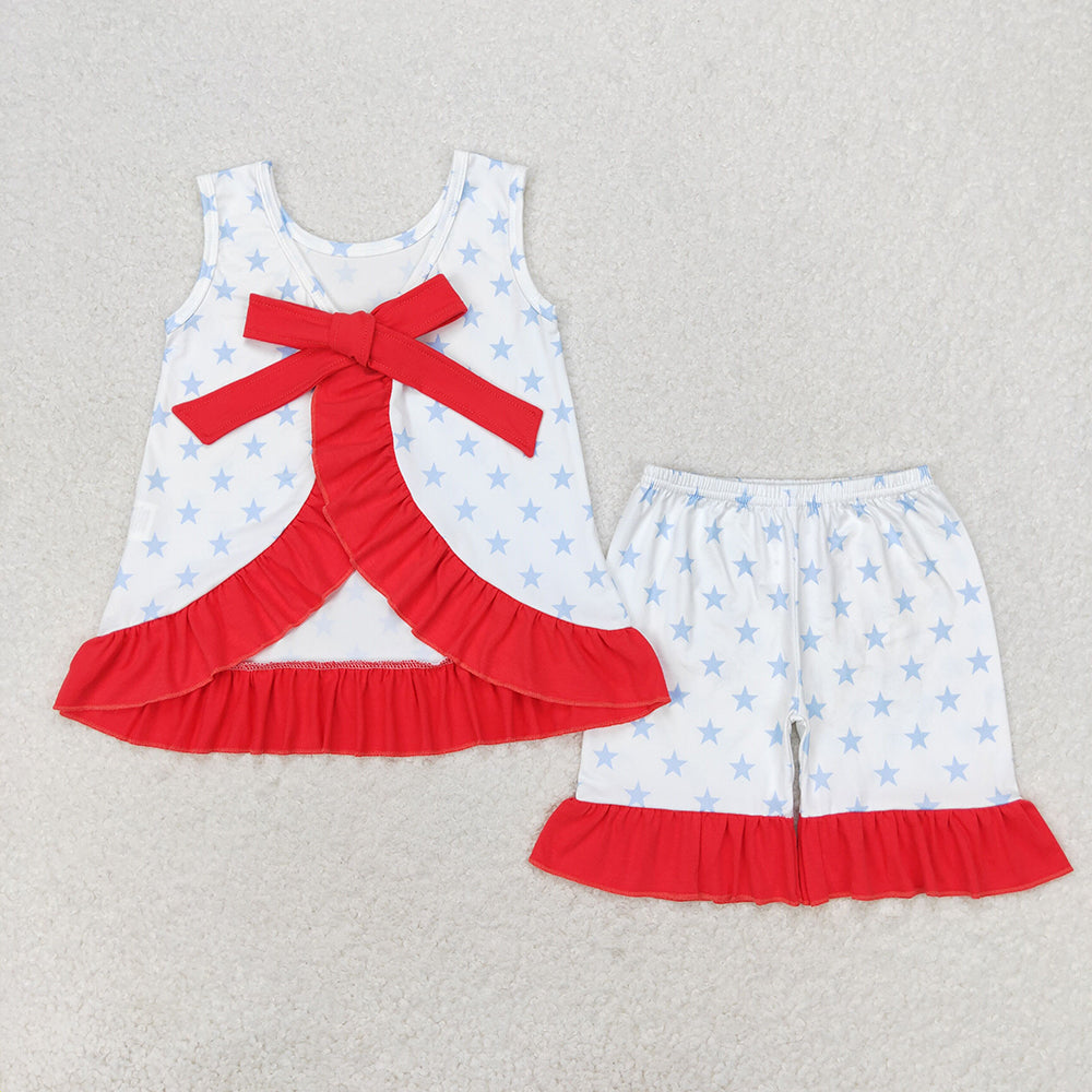 Baby Girl Sleeveless Stars Tunic Ruffle Shorts Set