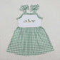 Baby Boy Girl Sibling Embroidery Ducks Green Checkered Romper Dress Set