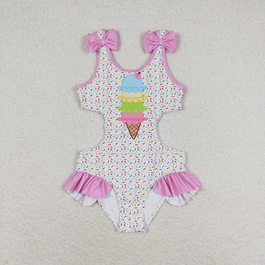 Baby Girl Popstick Tops One Piece Summer Pink Swimsuit