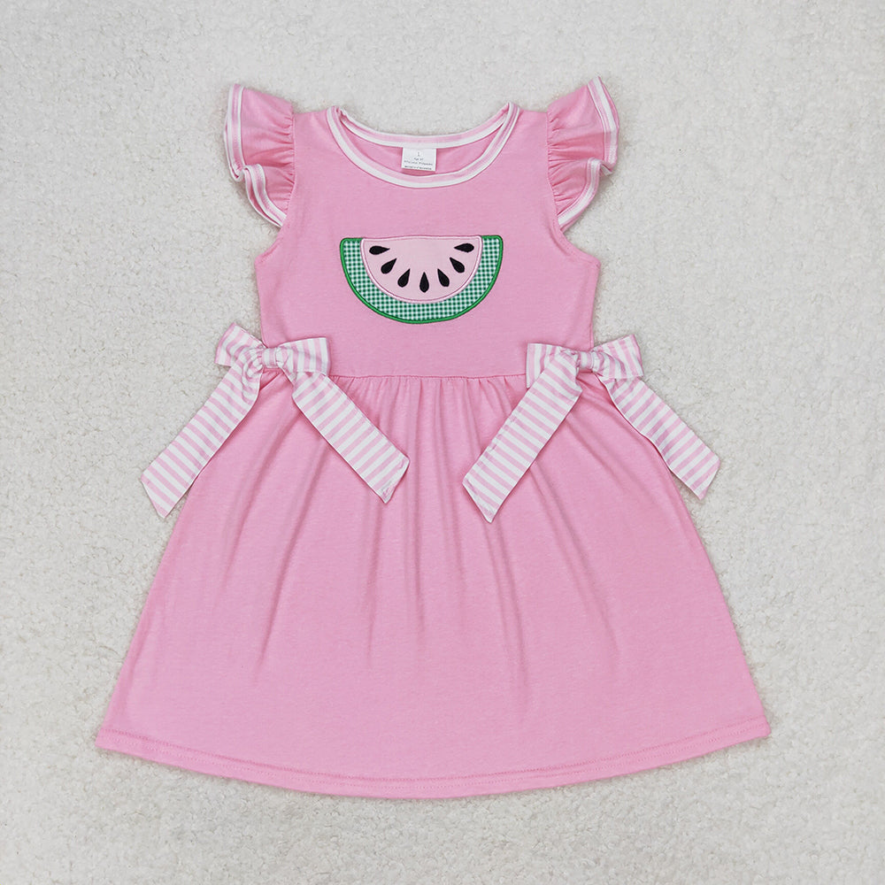 Baby Girl Embroidery Watermelon Pink Sibling Dress Set